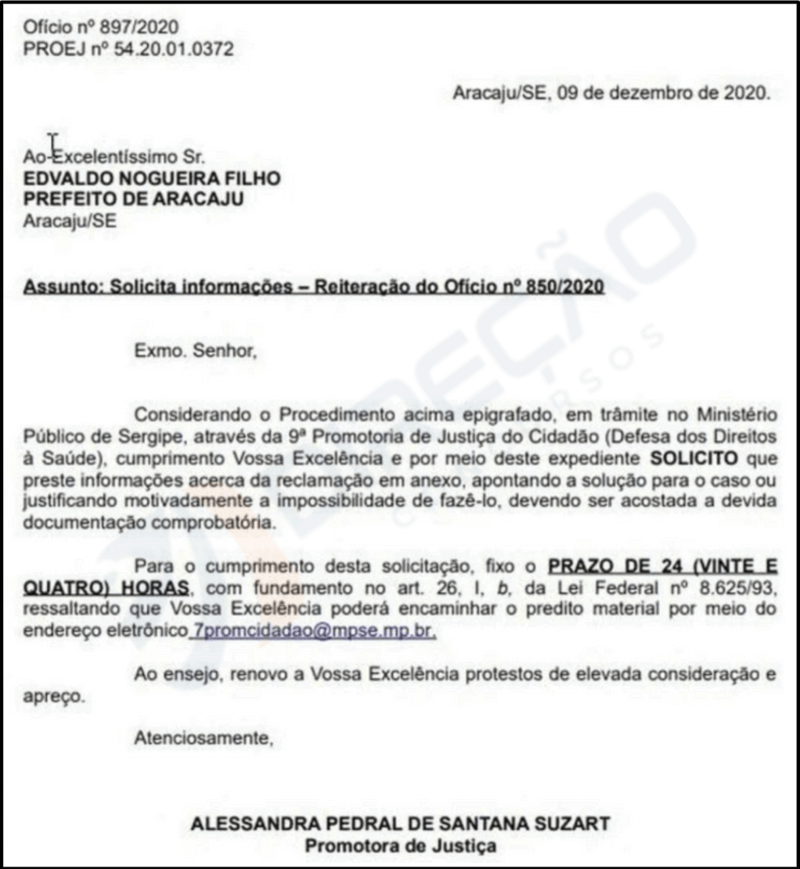 mp quer explicações do prefeito de aracaju sobre a realização das provas do concurso iss aracaju