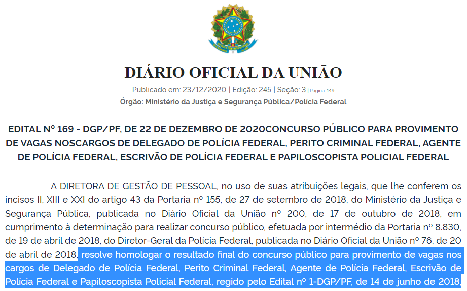 POLÍCIA FEDERAL HOMOLOGADO