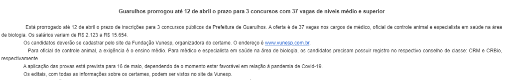 Concurso Prefeitura de Guarulhos